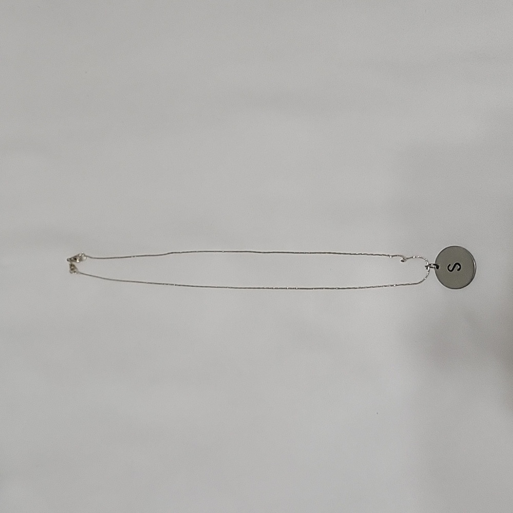Stamped "S" SILVER NECKLACE PENDANT